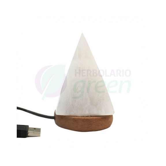 Lámpara cristal Selenita usb piramide