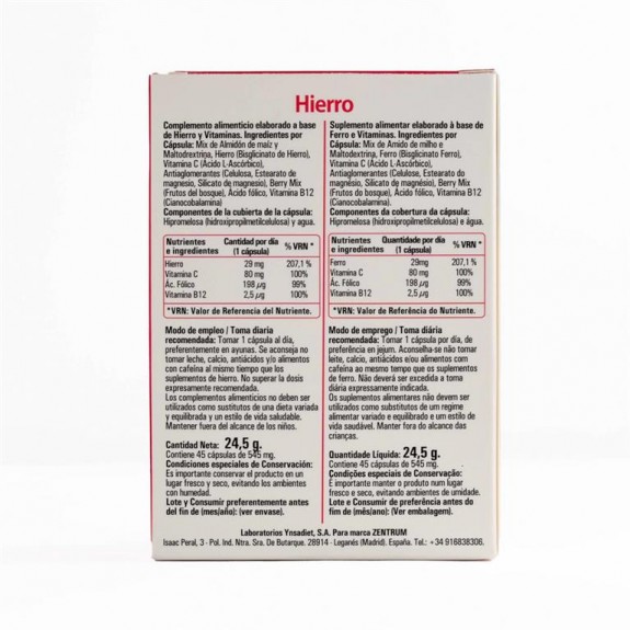 Hierro 45 capsulas Zentrum