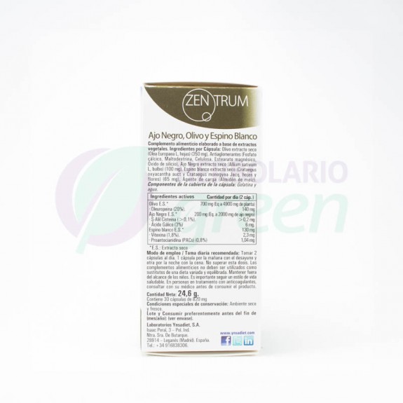 Ajo Negro , Olivo y Espino Blanco 30 capsulas Zentrum
